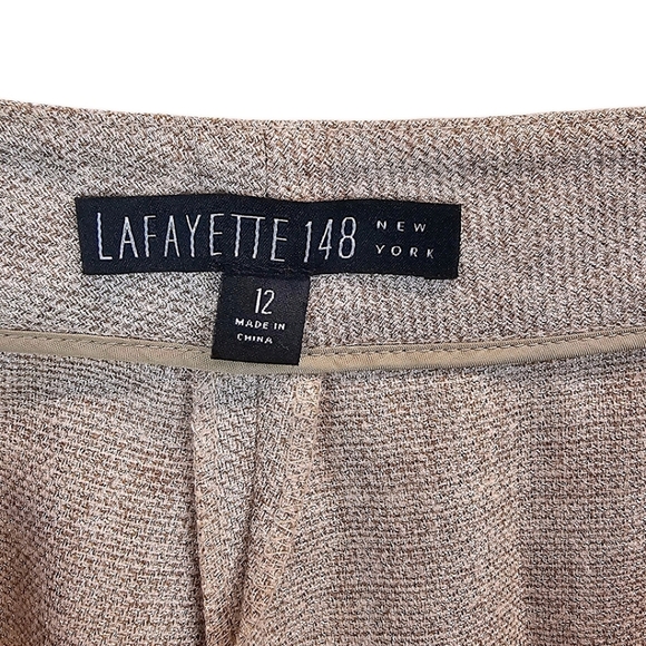 Lafayette 148 NY Women Menswear Virgin Wool Blend Dress Pants 12 Tan Lightweight - Picture 10 of 12